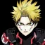 Placeholder: Detailed anime portrait of bakugo from my hero academia, gold hair and golden eyes, black suit, intricate details, full body portrait, keep head in frame, slight smile, black Japanese motif, concept art, highly detailed, digital painting, concept art, sharp focus, illustration, art by Yoji Shinkawa, WLOP and greg rutkowski and alphonse mucha and artgerm and yanjun Chen and Junji ito and Makoto Shinkai, HDR, octane render