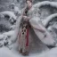 Placeholder: smooth hyper realistic, beautiful Japanese snow bird in crown, pale colors, dark cosmos background, cat еye, extremely sharp detail, finely tuned detail, ultra high definition, 8 k, unreal engine 5, ultra sharp focus, accurate sword wings, positive smile, lot of details, fit within portrait, Ambiance winter, perfect composition, perfect hair, perfect hands, finger up gestures