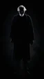 Placeholder: Creepy silhouette of a scary grandfather in full growth on a black background