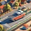 Placeholder: On the map of Route 66, a journey unfolds in poetic harmony. A 3D isometric view captures a camping car meandering along the historic road, its wheels spinning tales of adventure and nostalgia. The sun dances upon the asphalt, painting shadows that whisper secrets of the land. In this whimsical scene, the camping car becomes a traveler's haven, a vessel of dreams cruising through time.