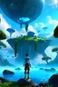 Placeholder: Avatar in a floating modern Fantasy land