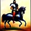 Placeholder: portrait of a Warrior wearing plate armor riding a horse with a sword boris vallejo Style