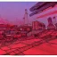 Placeholder:  line Art coloured, destroyed, post apocalyptic, darkred tones,