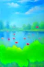 Placeholder: impressionism nature peace communication compassion tranquility water lillies birds blue sky meadow