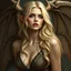 Placeholder: a portrait of an attractive blonde fantasy woman who is part gargoyle