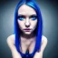 Placeholder: cyber girl, cute, beautiful, bold, blue eyes, metal skin, seated, full body, portrait, cinematic, 8k,