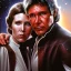 Placeholder: old carrie fisher embracing harrison ford in star wars, waist up portrait, photorealistic faces, intricate, oil on canvas, masterpiece, expert, insanely detailed, 4k resolution, cinematic smooth, intricate detail , soft smooth lighting, soft pastel colors,