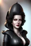 Placeholder: Lana Turner as evil queen in black leather, leather, busty, cleavage, angry, stern look. character design by cory loftis, fenghua zhong, ryohei hase, ismail inceoglu and ruan jia. unreal engine 5, artistic lighting, highly detailed, photorealistic, fantasy