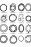 Placeholder: A page of 10 vector infinity symbols drawings with clean fine line , black ink on white background