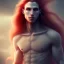 Placeholder:  man with long red hair, full body, dark fantasy setting, ethereal, soft lighting