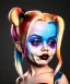 Placeholder: Harley quinn toddler, full body, soft skin, dramatic lighting, hyper realistic