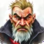 Placeholder: dnd, fantasy, watercolour, large strokes, stylistic, dull colors, portrait, illustration, artistic, professional illlustration, male, face, weathered face, sly, violent, evil, vigorous, rogue, criminal