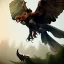 Placeholder: Epic massive Drawing Gryphon and Rider Flying estilo Caravaggio 4k