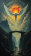 Placeholder: Bosch painting style nightmare hell and heaven bridge dark