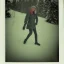 Placeholder: cryptid cretin in the snow polaroid vintage style realistic