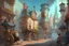 Placeholder: Cartoon Victorian steampunk street level city square