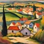 Placeholder: Landscape rural village oil painting on canvas Fried pastry impressionist Edvard Munch