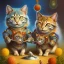 Placeholder: prompt, Fantasy harlequin cats by Louis Wain, by Catherine Abel, by Gediminas Pranckevicius, fantasy, oil on canvas, beautiful, high details, ultra detailed, crisp quality, colourful, high definition