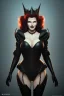 Placeholder: Geena Davis as evil queen in black leather, leather, busty, cleavage, angry, rage, stern look. character design by cory loftis, fenghua zhong, ryohei hase, ismail inceoglu and ruan jia. unreal engine 5, artistic lighting, highly detailed, photorealistic, fantasy