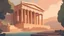 Placeholder: a painting of minotaurus in Ancient Greece, ancient times, old town, reconstruction :: Hellenistic period, Hellenistic town :: traditional classical greek architecture, ancient greek scene painting :: a storybook illustration by James Gilleard, behance contest winner, 2d game art, storybook illustration, rich color palette