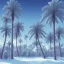 Placeholder: 1980's aesthetic vaporwave palm trees in yhe winter snow