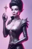 Placeholder: Joan Collins as evil queen in black leather, leather, busty, cleavage, angry, stern look. character design by cory loftis, fenghua zhong, ryohei hase, ismail inceoglu and ruan jia. unreal engine 5, artistic lighting, highly detailed, photorealistic, fantasy