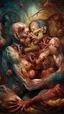 Placeholder: cinematic gore Bosch style photorealistic fleshy dmt lsd photo of 2 conjoined mangled embryonic bodies making love, 1 soul vortex, complementary, anatomically fragmented, ripped apart again being flayed, skinned alive. A beating heart, muscles, blood vessels, bowels, entrails are exposed. Visceral anatomy. physiology. Bosch and Dali inspired hallucinations. mythology. grotesque.