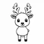 Placeholder: A black and white cute drawing of a Reindeer. Only outline, white background,for kids. The illustration should be in [SUPER SIMPLE], black and white, bold line art with a clear, mostly empty background. [INCLUDES ONLY OUTLINES WITH NO FILLED IN BLACK AREAS], ensuring no shading, no complex images, and making it very easy to color in between the lines.