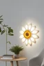 Placeholder: Wall lamp inspired by sunflower ,moder-minimalist style,khaki and white color scheme