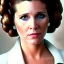 Placeholder: analog style, Beautiful photorealistic close up face of carrie fisher, soft light, soft ethereal skin, rim lighting, sharp brown eyes, dark plain background