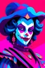 Placeholder: vaporwave jester female digital art