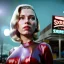 Placeholder: Ultra Realistic retro sci-fi movie Supermarket parking people scene, 1960 year, waist up view portrait, 1 blonde women and 1 octopus alien, sweet scarlet Johansson face, perfect iris, glow eyes, face makeup, tight latex coat. many people looking, Retro sci-fi style, soft color, highly detailed, unreal engine 5, ray tracing, RTX, lumen lighting, ultra detail, volumetric lighting, 3d, finely drawn, high definition, high resolution.