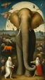 Placeholder: Hieronymus Bosch style , nightmares. Jesus on aa elephant