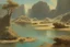 Placeholder: rocks, lagoon, vegetations, space, sci-fi, solar warden program influence, epic, willem maris, juliette wytsman, and anna boch impressionism paintings