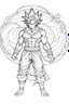 Placeholder: outline art An evolved Superman Goku.Naruto.cinematic lighting, high resolution 3D render art coloring pages with witch, white background, Sketch style, full body, use outline, Mandala style, clean line art, white background, no shadows and clear and well