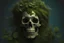 Placeholder: A beautiful oil painting hyperrealism of an intricately detailed human skull, green bulging eyes, rotten green skin, moss ivy beard, pot leaf afro hair, pot leaf dreadlocks hair, blue veins, skull bones flowers; 16k resolution, octane render, trending on artstation, by gediminas pranckevicius, volumetric light 2 blue fractal thunder glow by dan mumford, anaglyph effect, laurie lipton, Unreal Engine, VRay, hdr