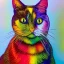 Placeholder: a multicolored glass cat