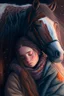 Placeholder: cozy vibes art girl with horse
