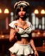 Placeholder: waitress woman with muppet mask that covers her entire head, concept art, retro style, smooth, unreal engine 5, god lights, ray tracing, RTX, lumen lighting, ultra detail, volumetric lighting, 3d.