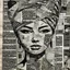 Placeholder: Charcoal drawing illustration collage, marker drawing portrait of a Vietnamese woman on collage of book pages, magazine headlines cutouts, musical notation paper scraps, by Peterdraws, flowerpunk, boho styled fabrics, intricate, buttons, wirework jewelry, by Loui Jover