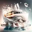 Placeholder: Futuristic houseboat white ink art creamy glasses creative 8k