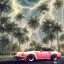 Placeholder: 1980's aesthetic vaporwave palm trees and spheres and Porsche with lightning