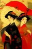 Placeholder: art from japanese style 1900 movie, pinup magazine comunism