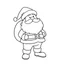 Placeholder: A black and white cute drawing of a Santa Claus . Only outline, white background,for kids. The illustration should be in [SUPER SIMPLE], black and white, bold line art with a clear, mostly empty background. [INCLUDES ONLY OUTLINES WITH NO FILLED IN BLACK AREAS], ensuring no shading, no complex images, and making it very easy to color in between the lines.