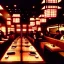 Placeholder: Escena de restaurante japonés estilo blade runner lleno de personas comiendo