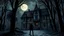 Placeholder: A young historian stands in front of a dilapidated Gothic villa, hidden deep in the dark forest. The moon shines coldly on the abandoned property, while misty shadows envelop the bare trees.Gothic horror comic style