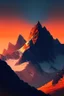 Placeholder: big rock mountains with and orange dawn sky with no clouds close montains