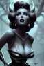 Placeholder: Rita Hayworth as evil queen in black leather, leather, busty, cleavage, angry, stern look. character design by cory loftis, fenghua zhong, ryohei hase, ismail inceoglu and ruan jia. unreal engine 5, artistic lighting, highly detailed, photorealistic, fantasy