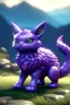 Placeholder: Crea un pokemon nuevo, cuerpo de gato y que su manto sea lila. Que sea lo más parecido a un animal real y que esté en una paisaje de naturaleza
