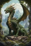 Placeholder: Craft a hyper-maximalist, intricately detailed cinematic painting in an earth-bender theme. The scene showcases a colossal earth dragon and its queen, standing strong and powerful on a vast landscape of rugged mountains and lush forests. The dragon is a manifestation of the earth, with a body made of stones, moss, and living vines, its presence causing the ground to tremble. The queen, robed in garments that mimic the textures of the earth – from rich soil to delicate foliage, exudes a commandin